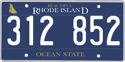 RI license plate 312852