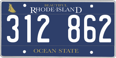 RI license plate 312862
