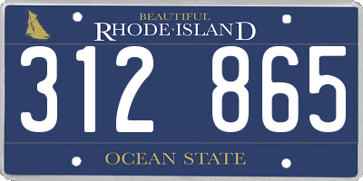 RI license plate 312865