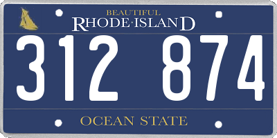 RI license plate 312874