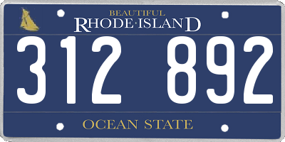 RI license plate 312892