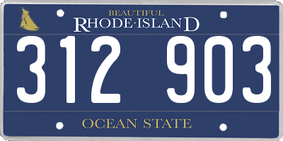 RI license plate 312903