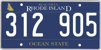 RI license plate 312905