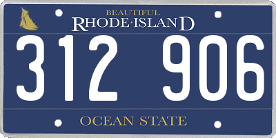 RI license plate 312906