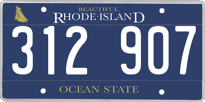 RI license plate 312907
