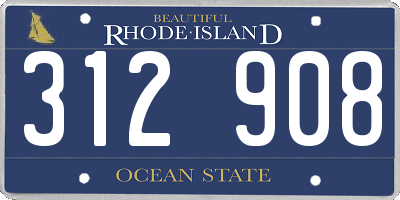 RI license plate 312908