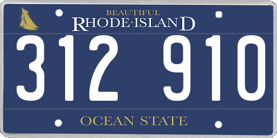 RI license plate 312910