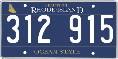 RI license plate 312915