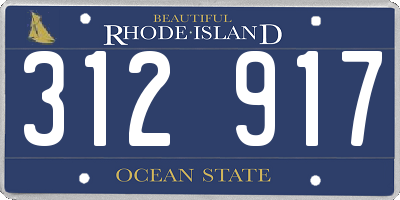 RI license plate 312917