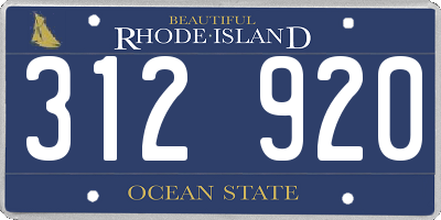 RI license plate 312920