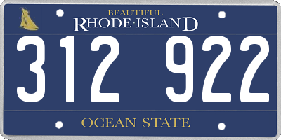 RI license plate 312922