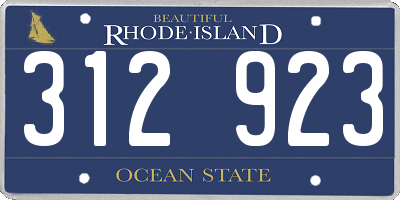 RI license plate 312923