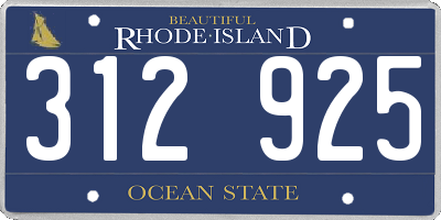 RI license plate 312925