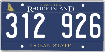 RI license plate 312926