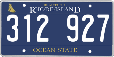 RI license plate 312927