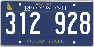 RI license plate 312928