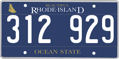 RI license plate 312929