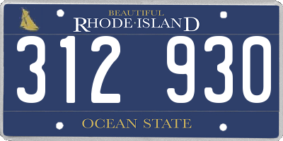 RI license plate 312930