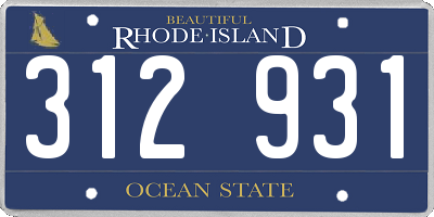 RI license plate 312931