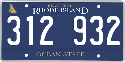 RI license plate 312932