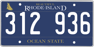 RI license plate 312936