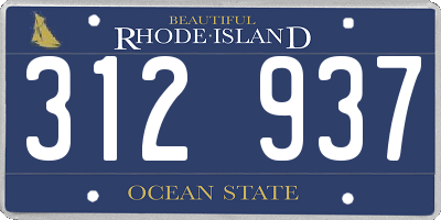 RI license plate 312937