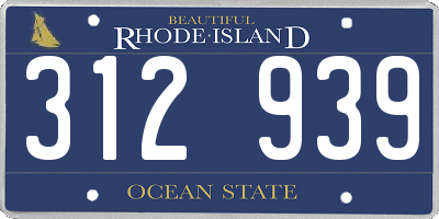 RI license plate 312939