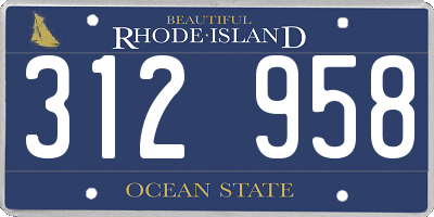RI license plate 312958