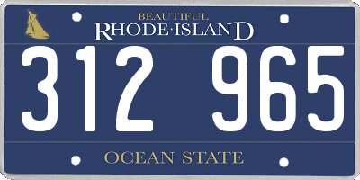RI license plate 312965