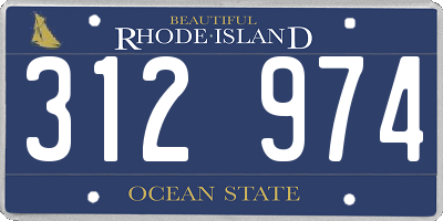 RI license plate 312974