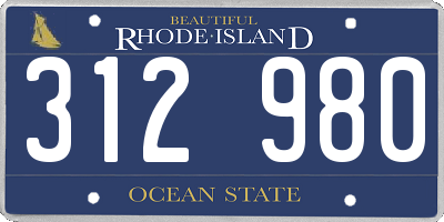 RI license plate 312980