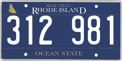 RI license plate 312981