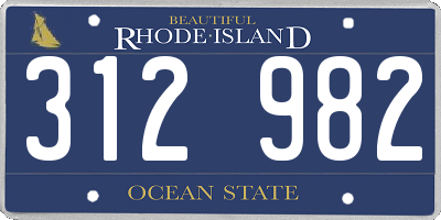 RI license plate 312982