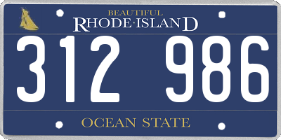 RI license plate 312986