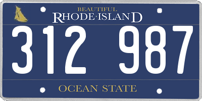 RI license plate 312987