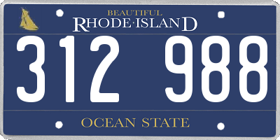 RI license plate 312988