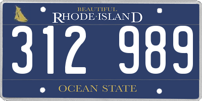 RI license plate 312989