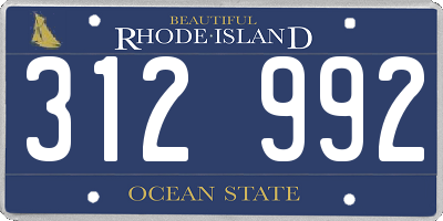 RI license plate 312992