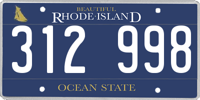 RI license plate 312998