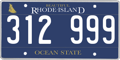 RI license plate 312999