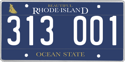 RI license plate 313001