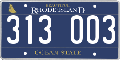 RI license plate 313003