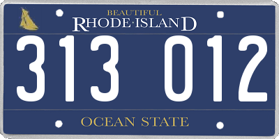 RI license plate 313012