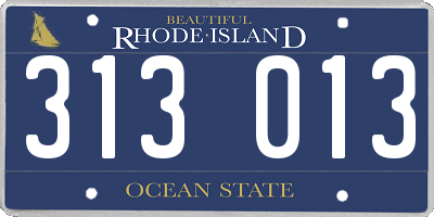 RI license plate 313013