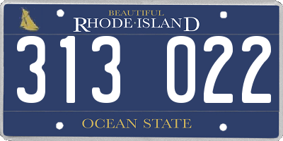 RI license plate 313022