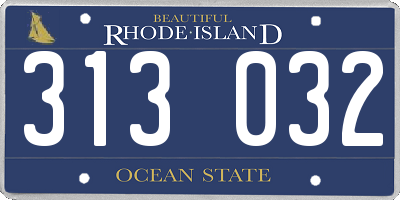 RI license plate 313032