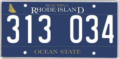 RI license plate 313034