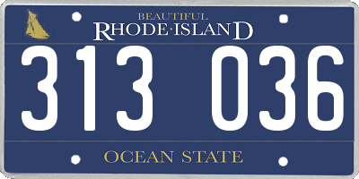 RI license plate 313036
