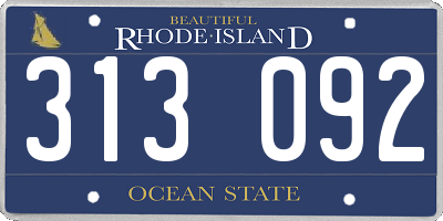 RI license plate 313092