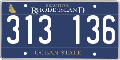 RI license plate 313136